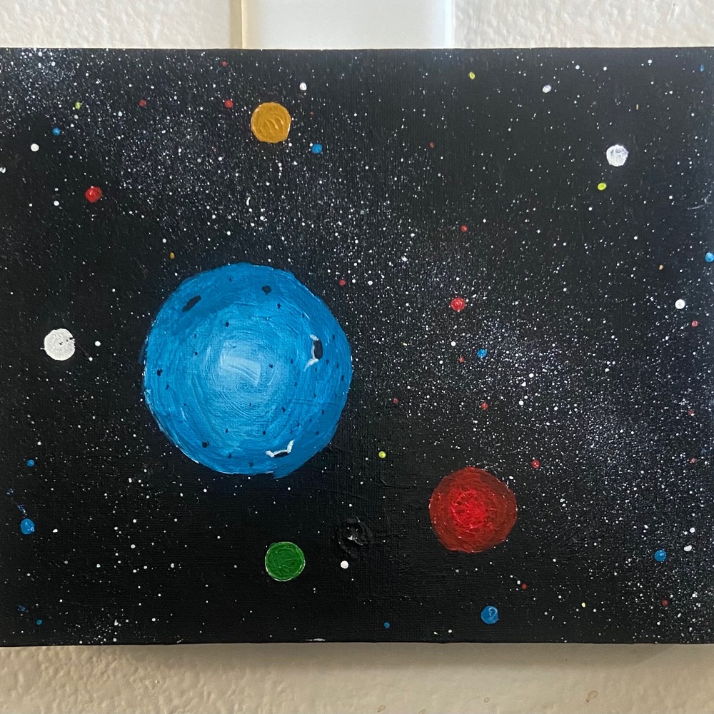Original Space Scene, Acrylic on stretched canvas